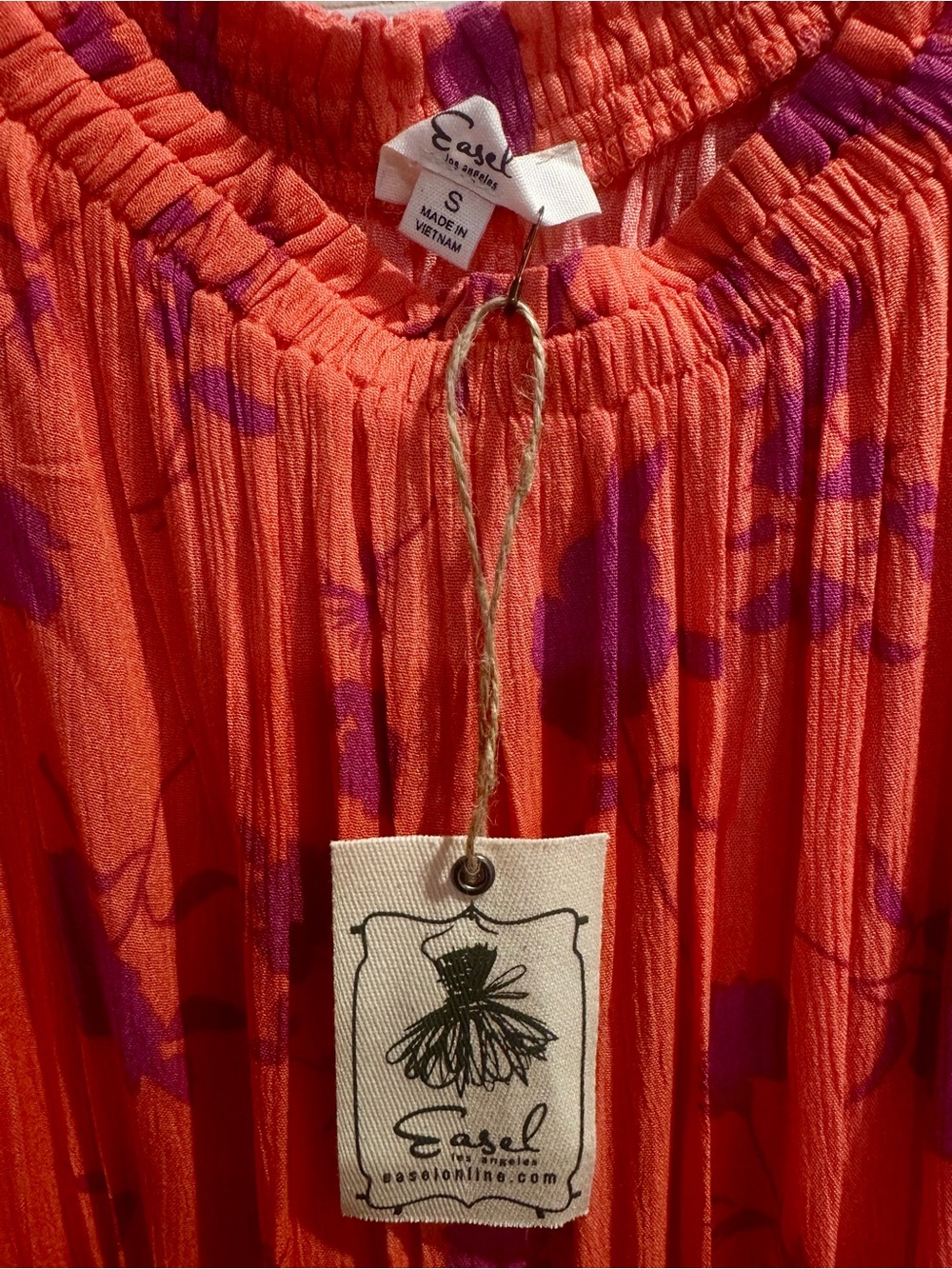 easel Coral Midi Dress with Purple Floral Print - Picture 7 of 9
